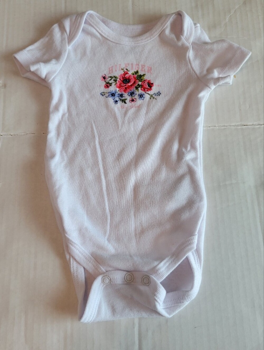 Tommy Hilfiger White Baby One-Piece with Pink & Blue Floral